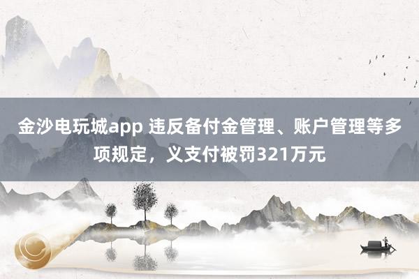 金沙電玩城app 違反備付金管理、賬戶管理等多項規定，義支付被罰321萬元