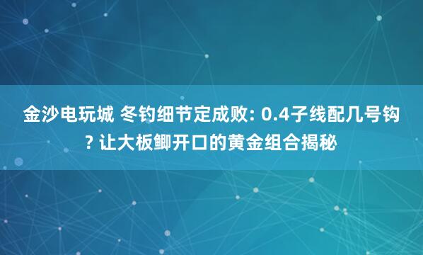 金沙電玩城 冬釣細(xì)節(jié)定成敗: 0.4子線配幾號(hào)鉤? 讓大板鯽開(kāi)口的黃金組合揭秘