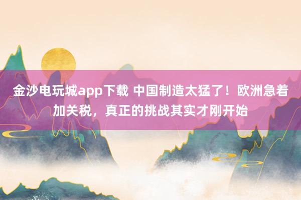金沙電玩城app下載 中國制造太猛了！歐洲急著加關(guān)稅，真正的挑戰(zhàn)其實(shí)才剛開始