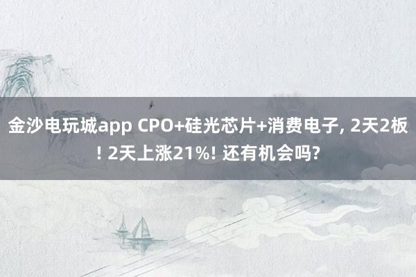 金沙電玩城app CPO+硅光芯片+消費電子, 2天2板! 2天上漲21%! 還有機會嗎?