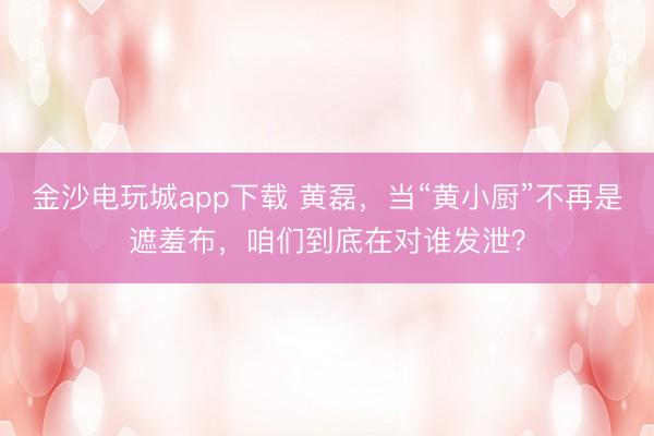 金沙電玩城app下載 黃磊，當(dāng)“黃小廚”不再是遮羞布，咱們到底在對誰發(fā)泄？